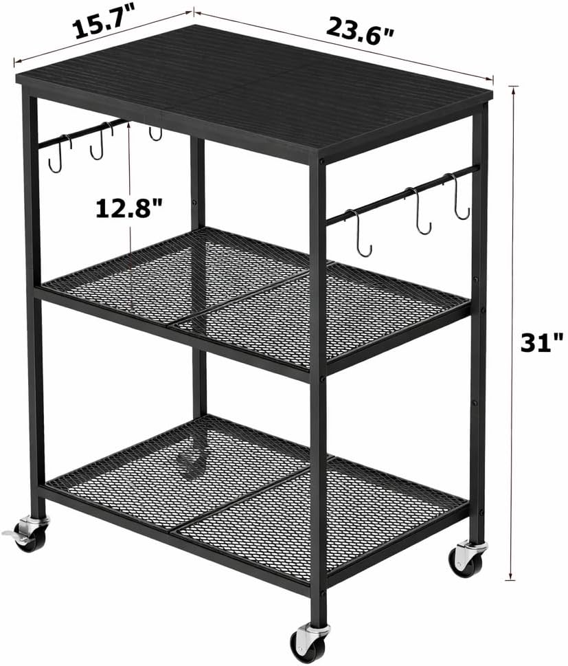 3‑Tier Rolling Kitchen Utility Cart