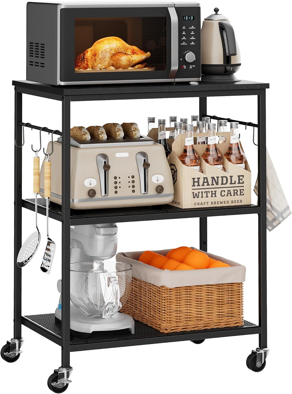 3‑Tier Rolling Kitchen Utility Cart