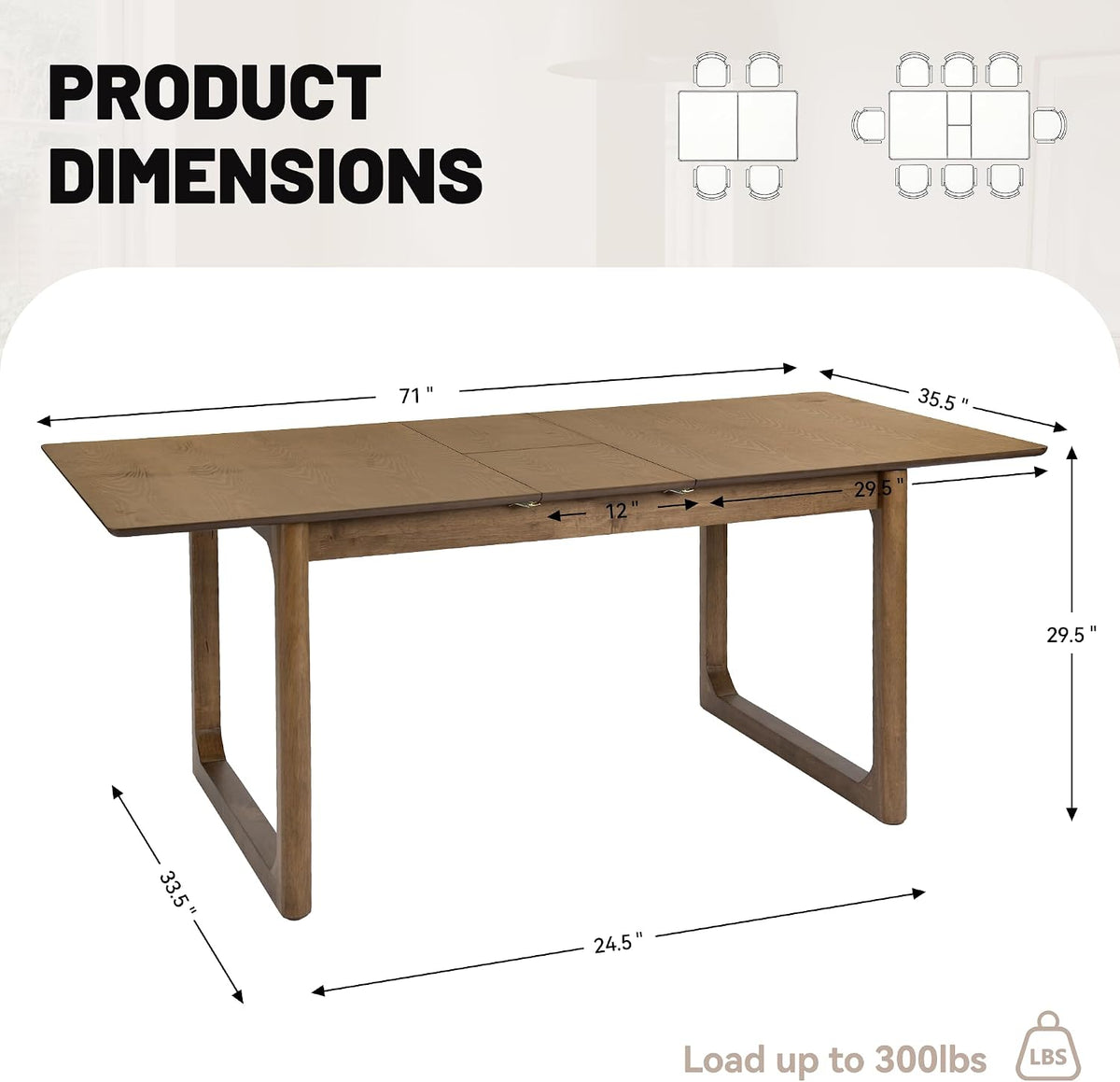 Walnut Farmhouse Extendable Dining Table