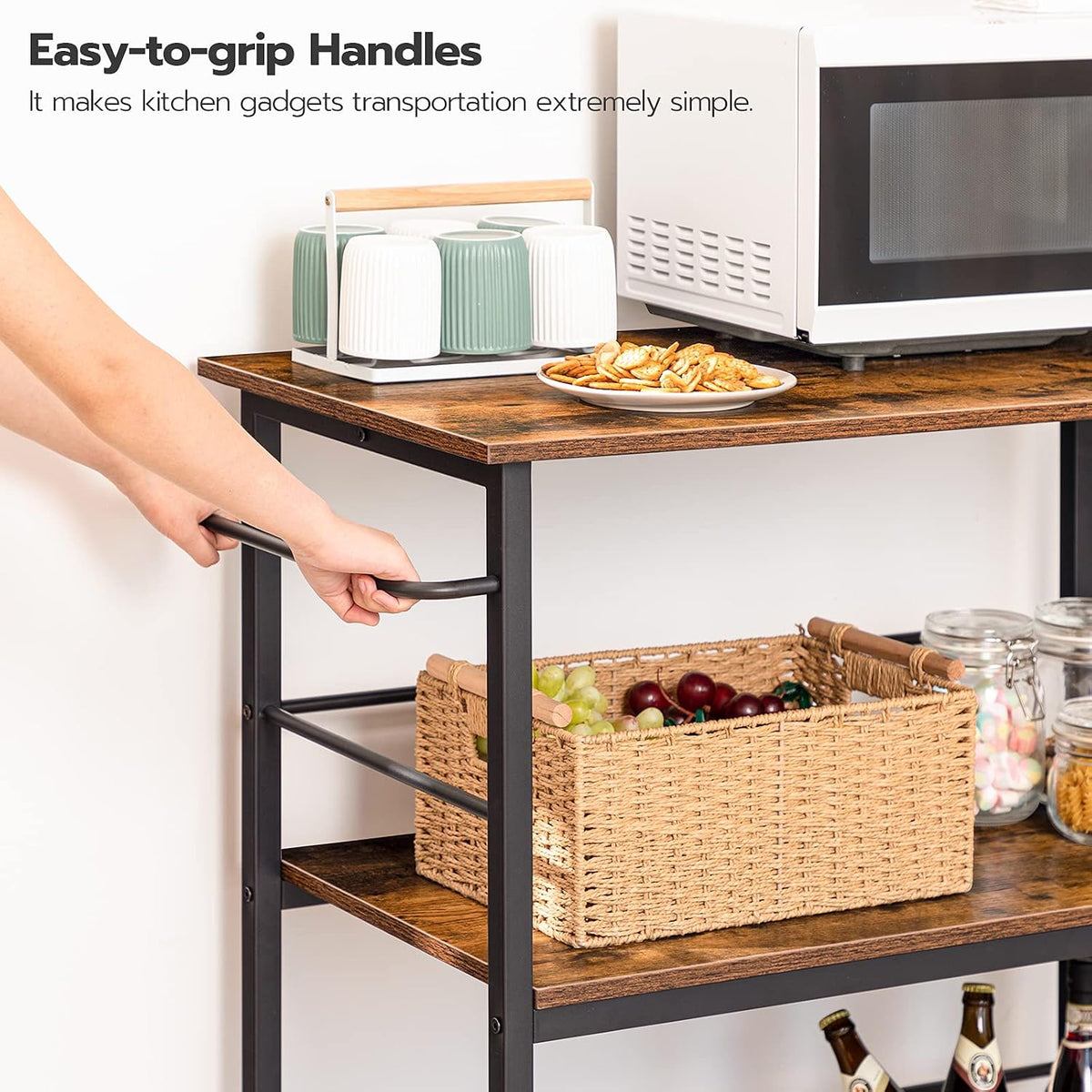 3‑Tier Industrial Rolling Kitchen Island