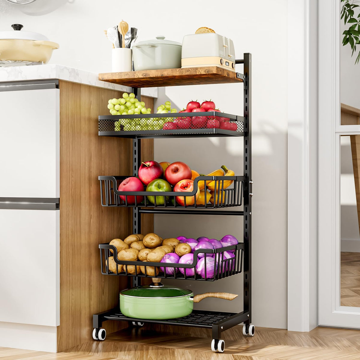 5‑Tier Rolling Fruit Vegetable Storage Cart
