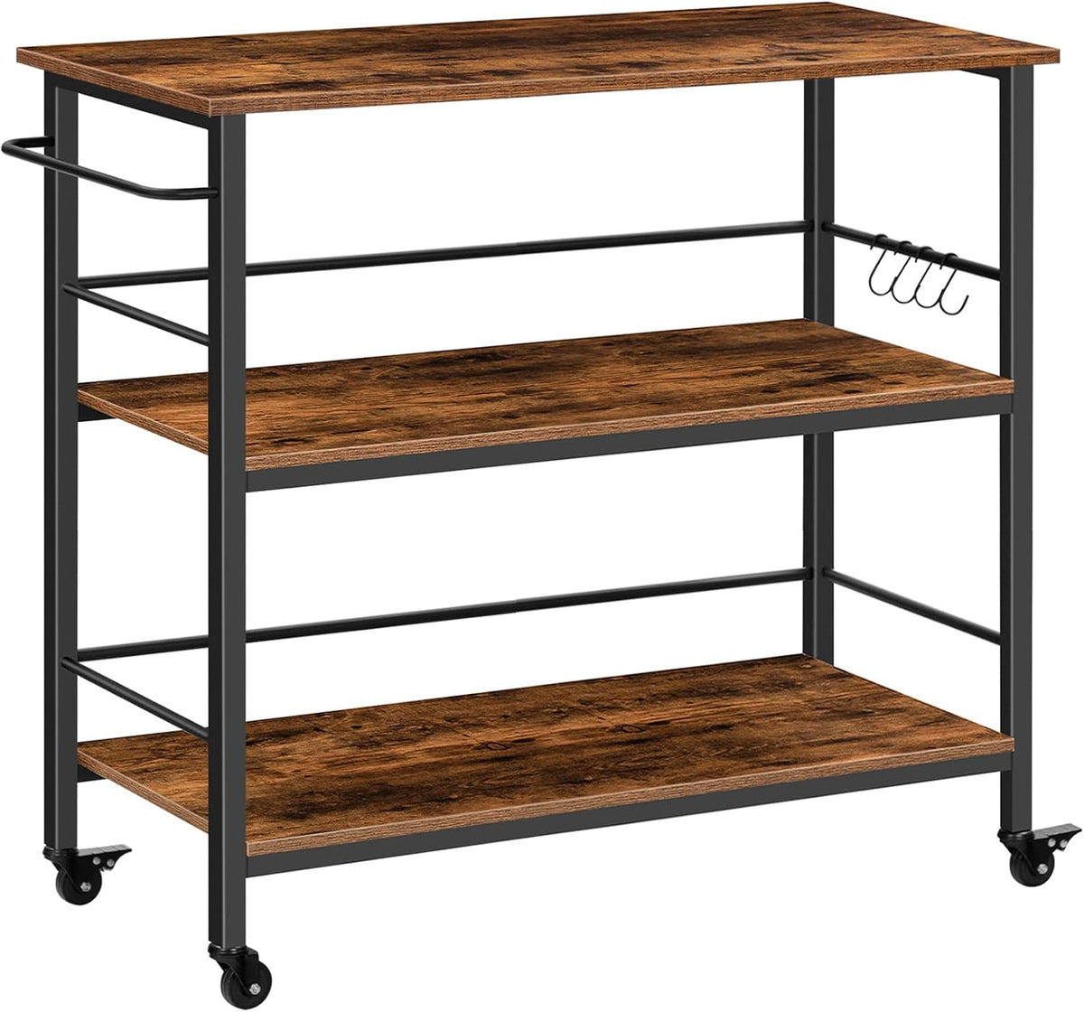3‑Tier Industrial Rolling Kitchen Island