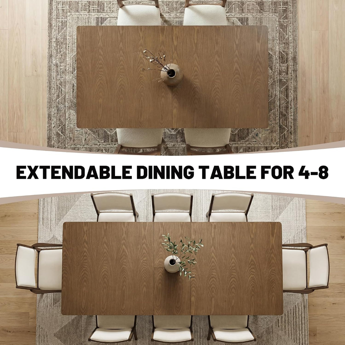Walnut Farmhouse Extendable Dining Table