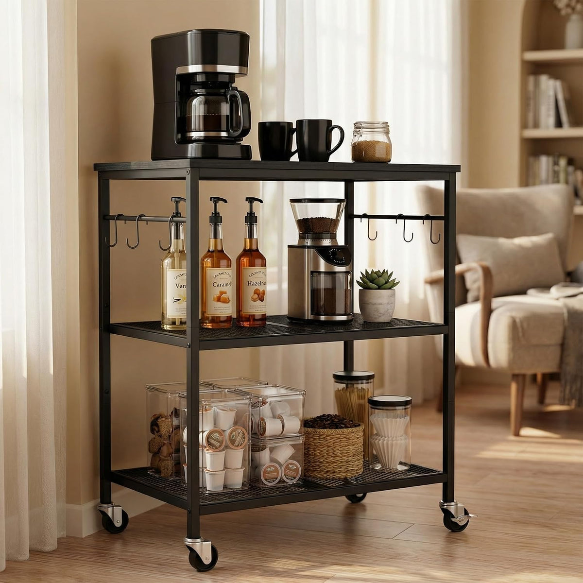 3‑Tier Rolling Kitchen Utility Cart